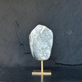 10 Inch White Quartz Geode Cave On Metallic Base