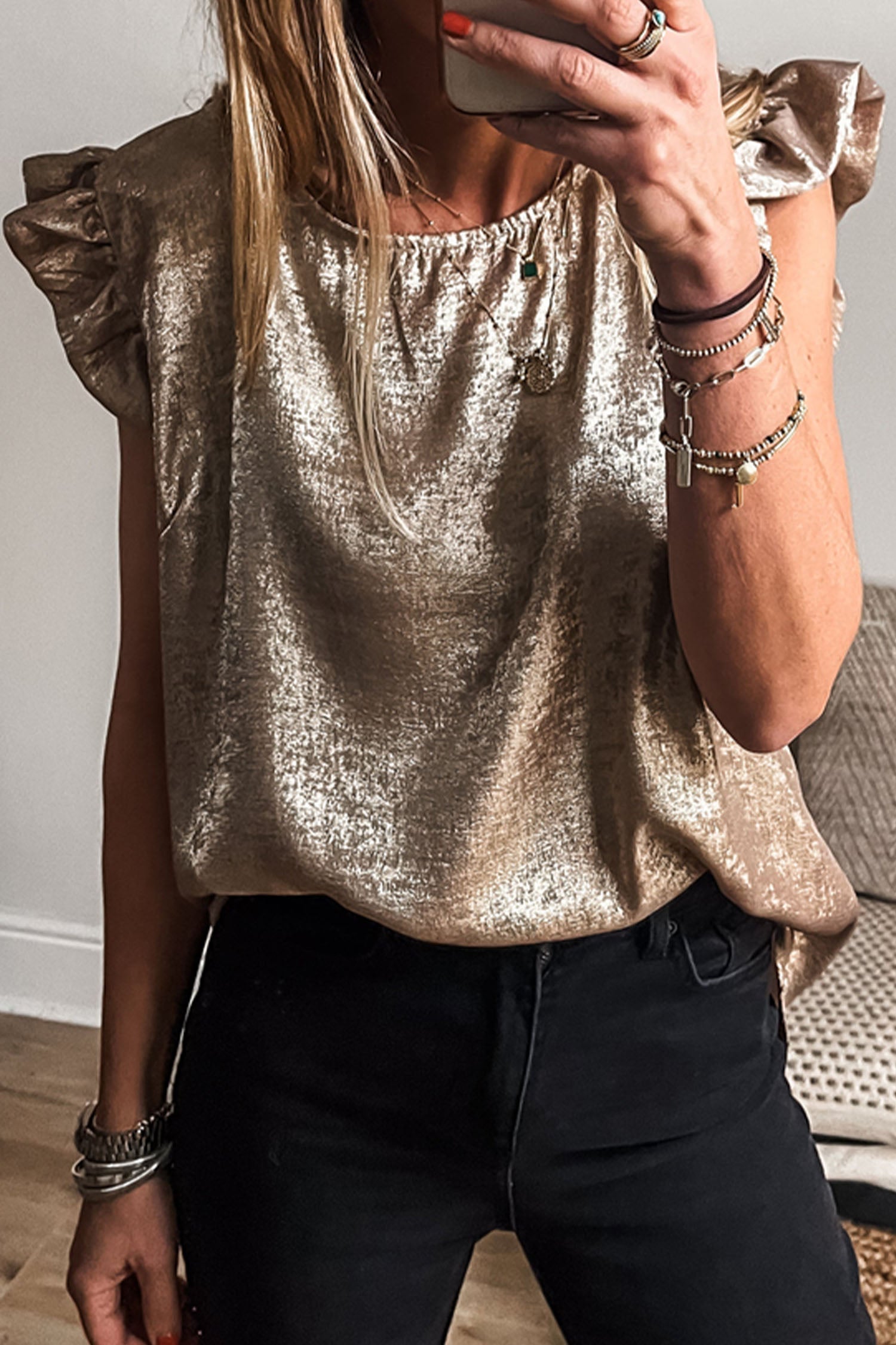 Parker Ruffle Trim Sleeveless Top
