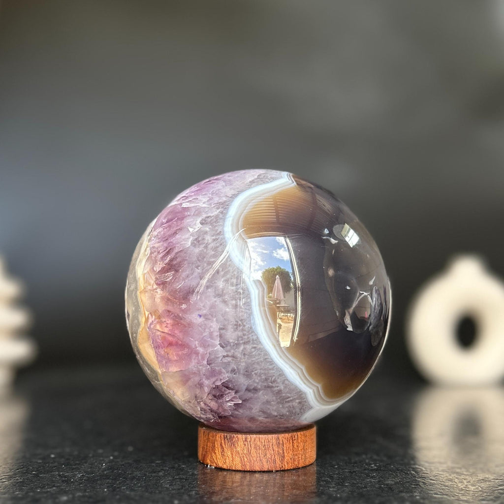 Amethyst gem sphere, Geode decor