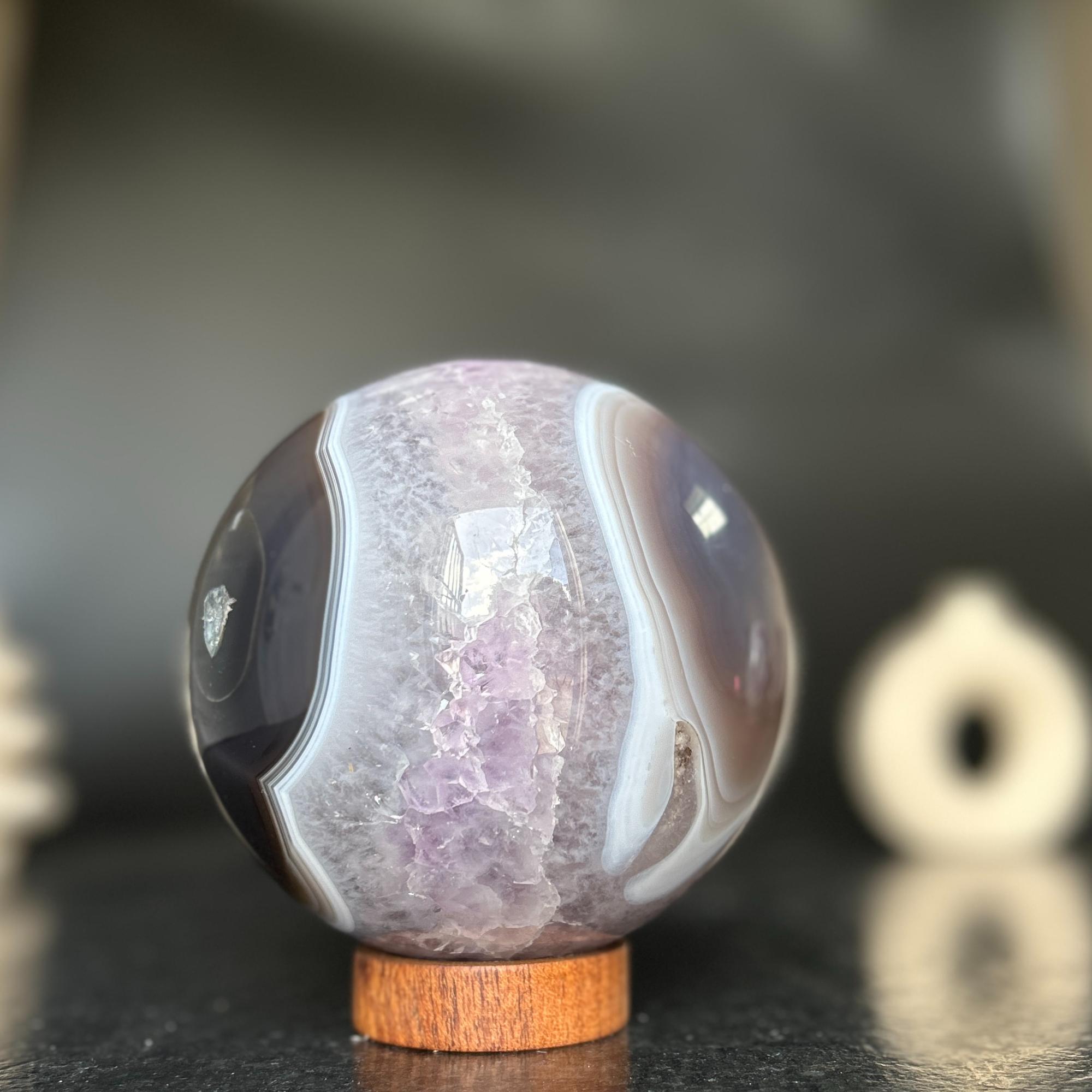 Amethyst gem sphere, Geode decor