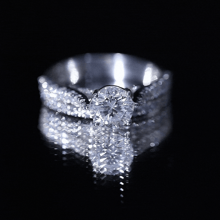 4 CT Moissanite Solitaire Engagement Ring Set With Eternity Band