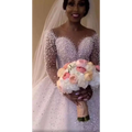 Beaded White Ball Gown Wedding Dress Long Sleeves