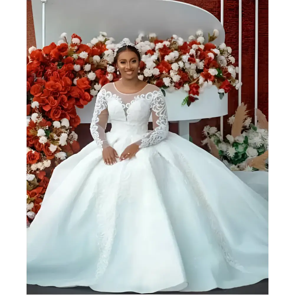 Lace Ball Gown Wedding Dress Long Sleeves