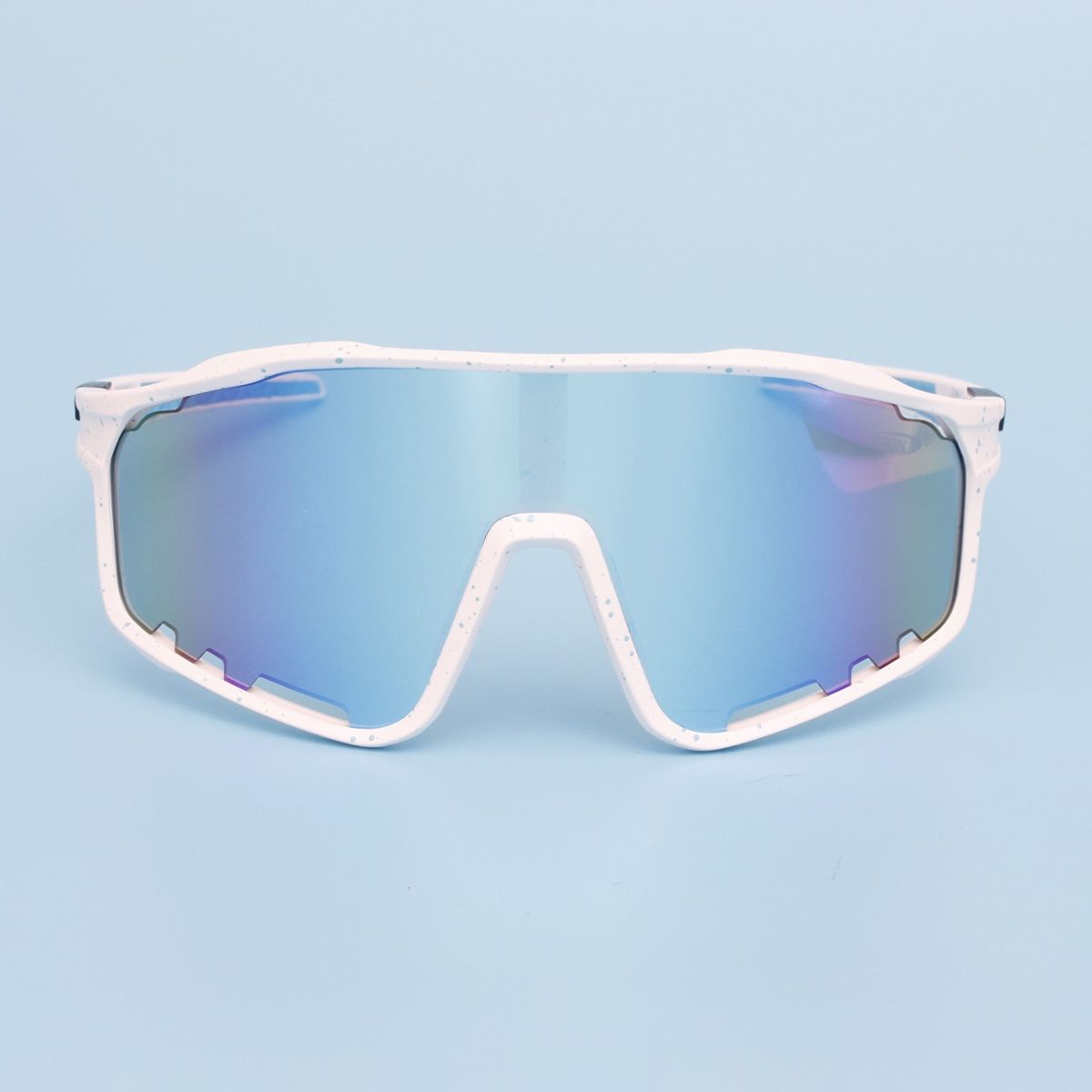 Sport Sunglasses White Splatter Mirror Trendy Eyewear