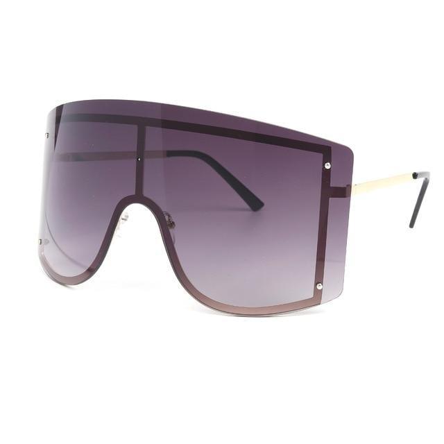 Oversized Women Blue & Yellow Gradient Sunglasses  Fashionable Rimless In Metal For Female New Shades Personality Eyewear